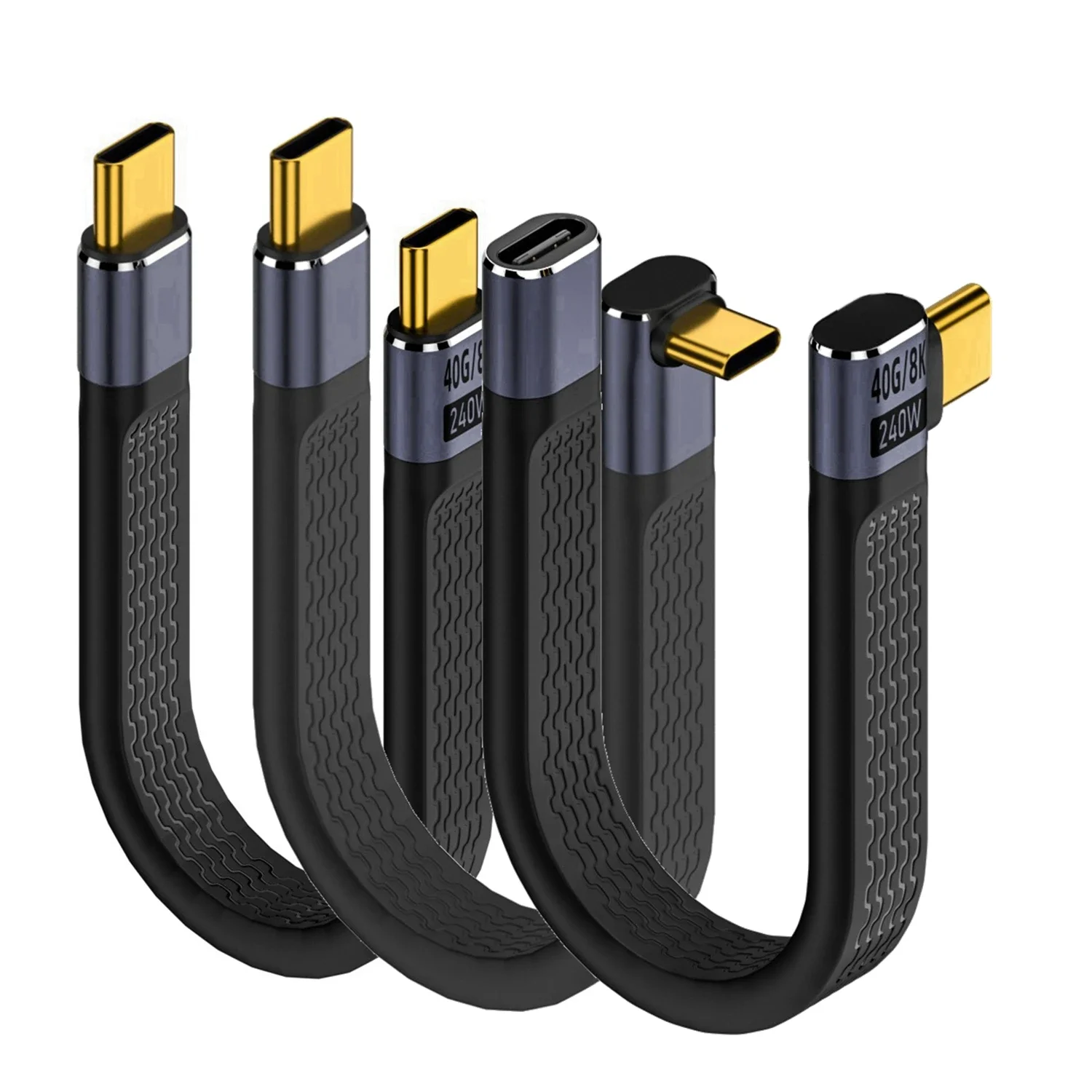 Cable USB‑C 90° Angulado Carga Rápida PD 240W USB 4.0 Gen3 40Gbps - imagen 5