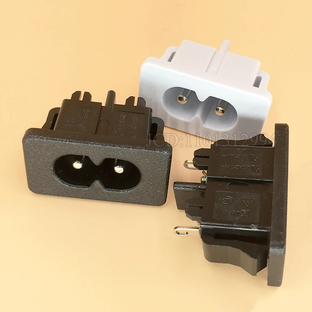 2 unids/lote alta calidad AC 250V 2.5A Iec320 C8 macho 2 pines conector de toma de entrada de alimentación 2,7x1,5x2,1 cm - imagen 5