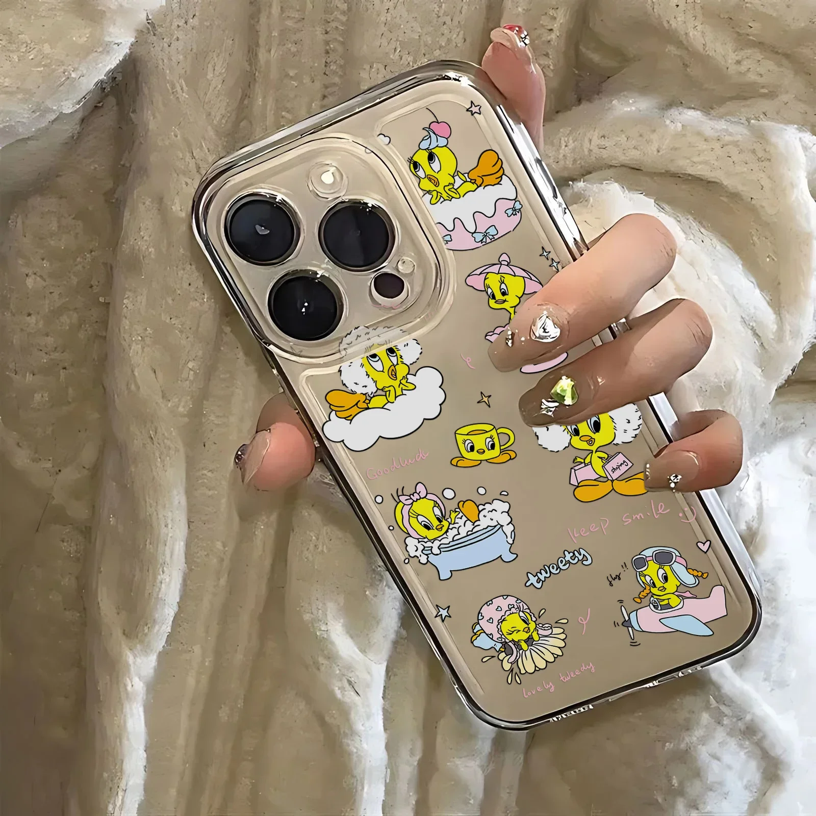 Funda transparente de dibujos animados de Tweety Bird Piolin para Samsung A73 A72 A71 A55 A52 A51 A50 A35 A33 A32 A31 A30 A24 A23 A22 A13 A12 A05 5G - imagen 4