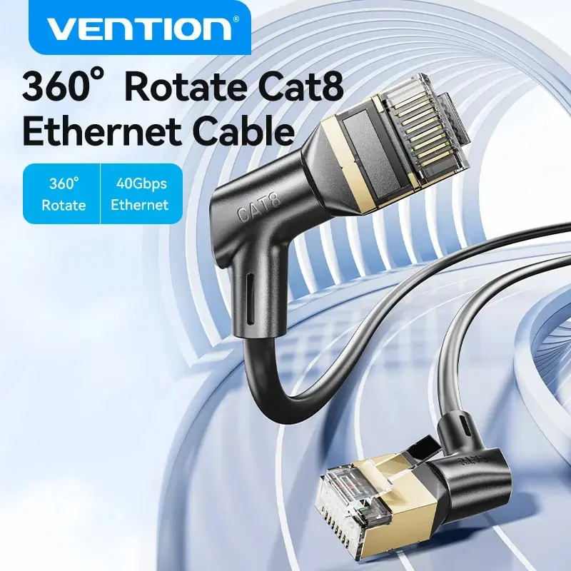 Vention-Cable Ethernet CAT8 para ordenador, dispositivo con rotación de 2000 grados, 40Gbps, 360 MHz, Internet Lan, para enrutador PS 4 RJ45