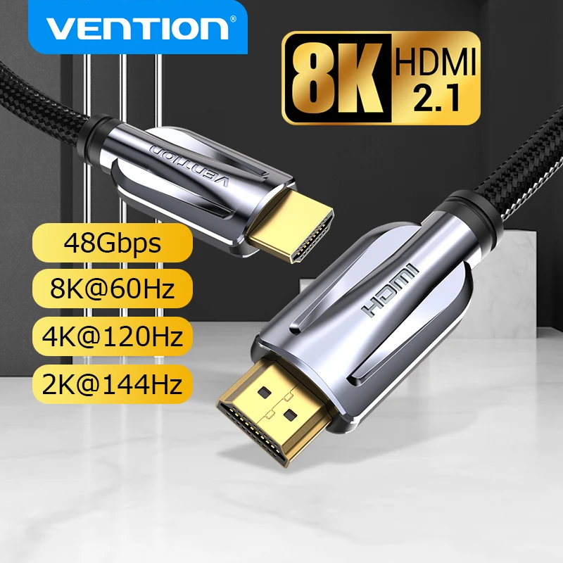 Vention HDMI 2,1 Cable 8K/60Hz 4K/120Hz 48Gbps HDMI Cables digitales divisor para Xiaomi TV Box HDR10 + PS5 Cable de interruptor HDMI 2,1 - imagen 2