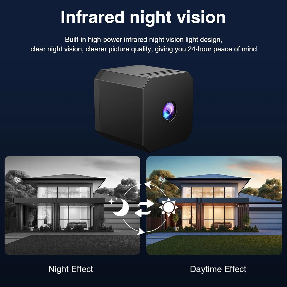 Mini cámara HD 1080P con detección de movimiento, cámara inalámbrica WiFi, monitoreo remoto, visión nocturna, videocámara de vigilancia de seguridad para el hogar - imagen 4