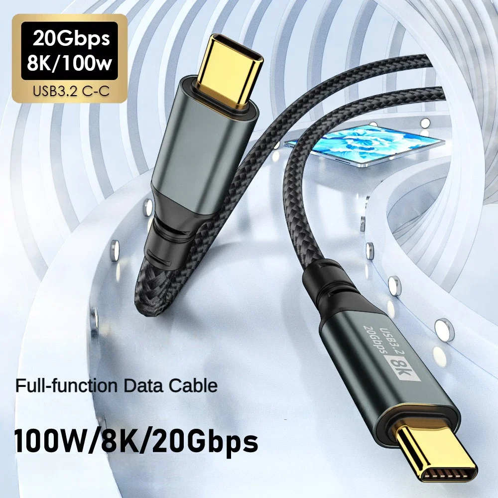 Cable USB C de 100W, cargador de teléfono de carga rápida, Cable de datos 8K 20Gbps tipo C a tipo C para iPhone 15 16 Pro Max MacBook Samsung - imagen 2