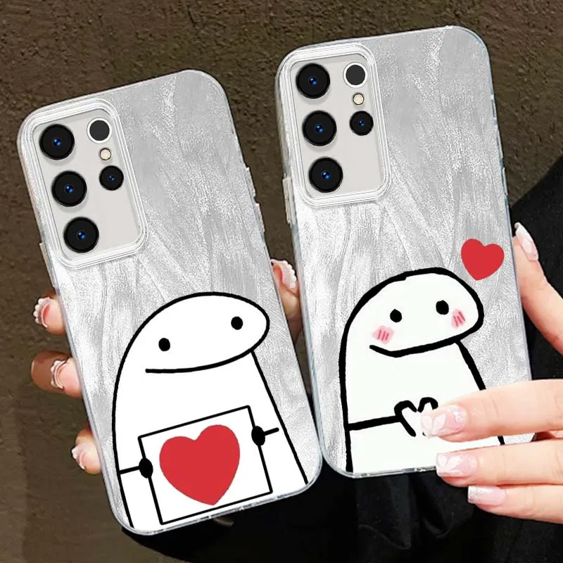 Funda con Logo Line Man love para Samsung Galaxy S25 S24 S23 S22 S21 S20 Ultra FE Lite, funda de teléfono con textura de plumas