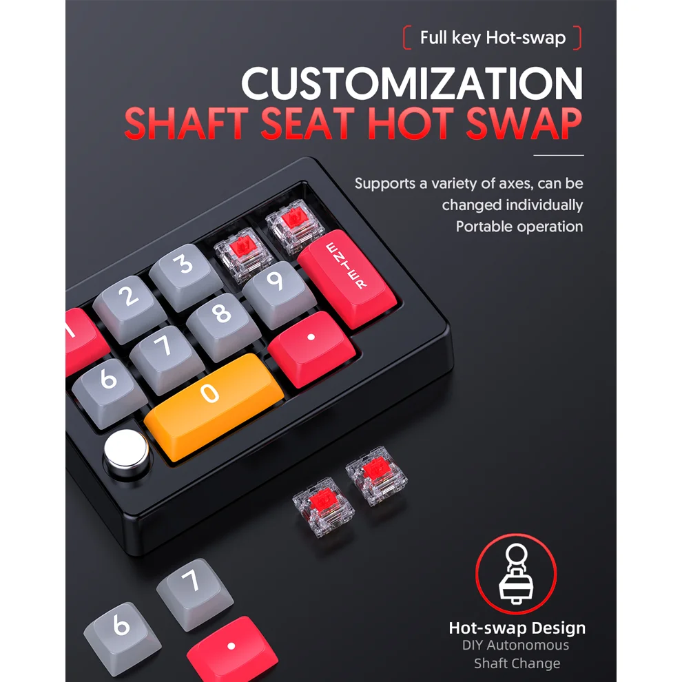 Mini teclado mecánico Macro USB para jugar de 12 teclas, teclado de programación con perillas, teclado retroiluminado con LED RGB, soporte Macro con una sola mano - imagen 4