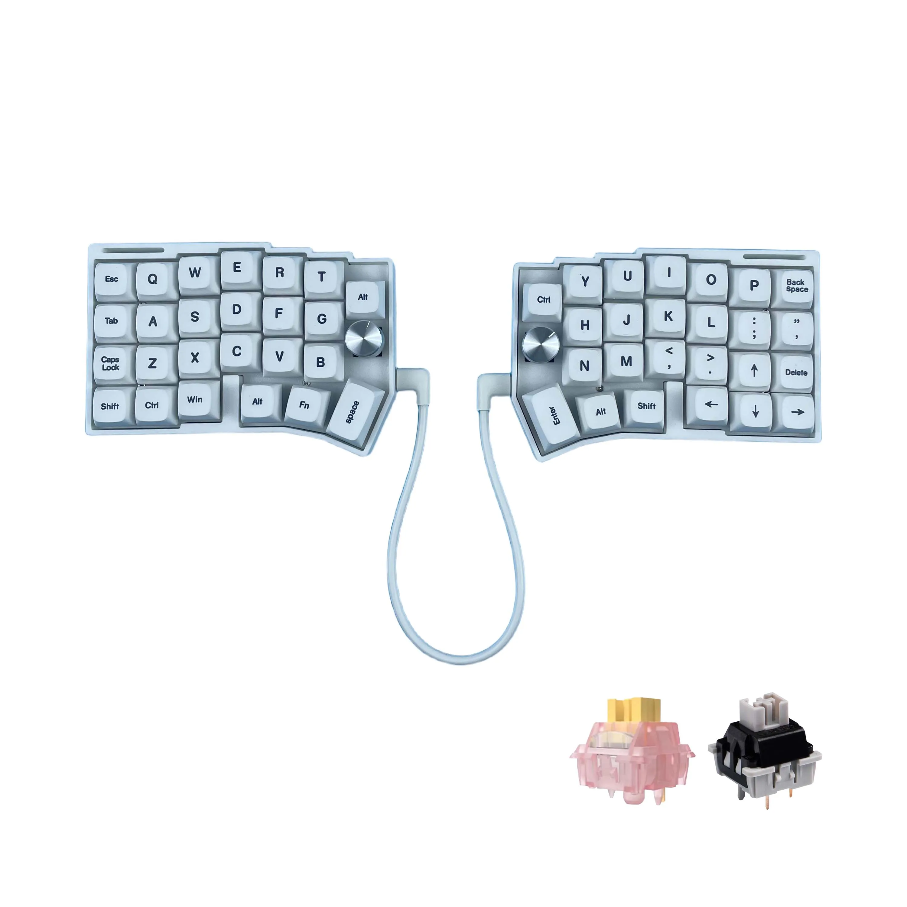 SZRKBD XT64 Teclado mecánico dividido ergonómico, diseño con cable 60% con perilla, interruptor lineal prelubricado intercambiable en caliente, retroiluminación RGB - imagen 3