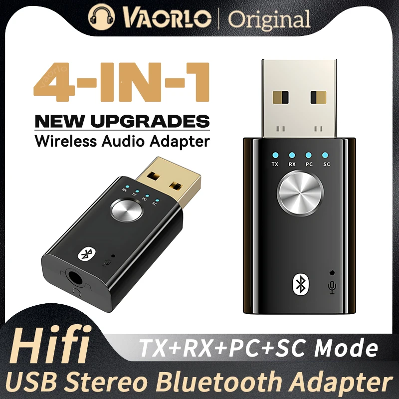Receptor y transmisor de Audio USB 4 en 1, adaptador inalámbrico estéreo AUX RCA de 3,5 MM, Dongle de tarjeta de sonido con micrófono para PC, TV y coche