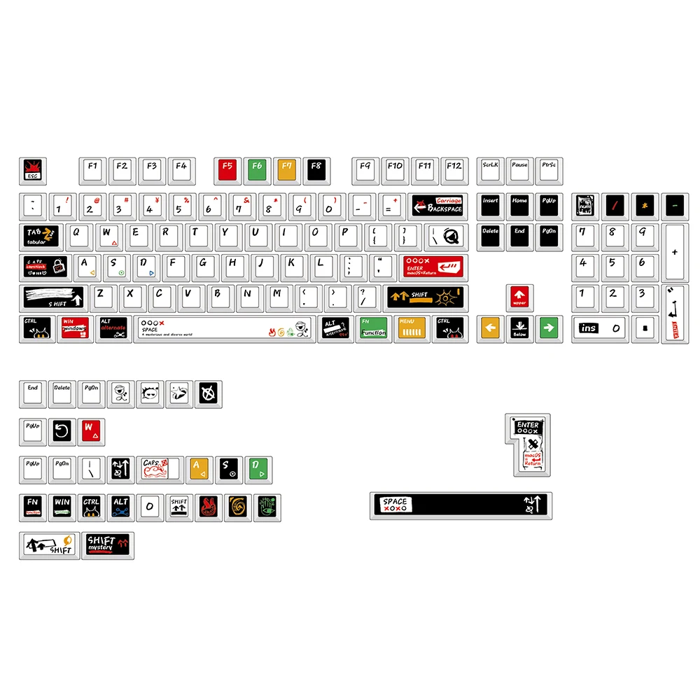 Teclas de fuego negro misterioso, teclas de perfil de cereza de sublimación térmica PBT, teclas personalizadas de 135 teclas para teclado MX Switch - imagen 5