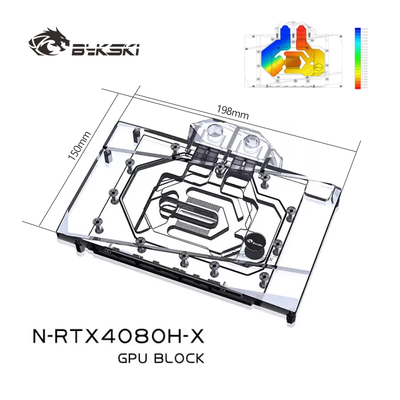 Bykski GPU bloque de agua para NVIDIA GeForce RTX 4080 edición de referencia tarjeta AIC/radiador de refrigeración de cobre RGB AURA/N-RTX4080H-X - imagen 2
