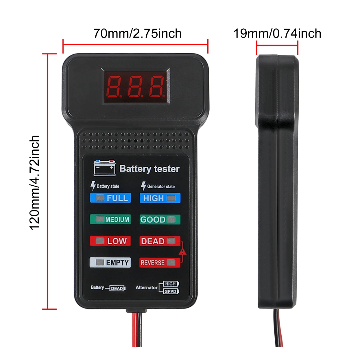 Probador de alternador automotriz BT 171, pantalla LED inversa, protección múltiple, pantalla de estado de batería, 12V para reparación automotriz - imagen 2