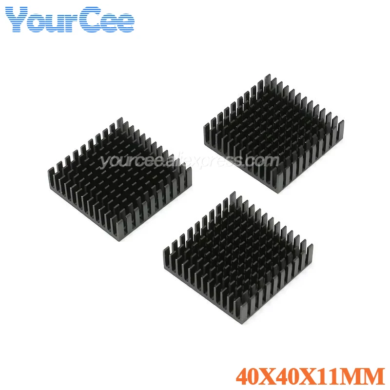 2 uds/1 ud 40*40*11mm disipador de calor negro aleta de refrigeración disipador de calor de aluminio refrigerador del radiador negro