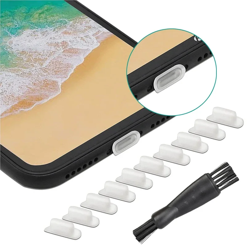 Kit de cepillo de limpieza de puerto de carga de tapón de polvo de silicona para iPhone USB tipo C Android XR XS 8 7 herramienta limpiadora de tapones de polvo Universal