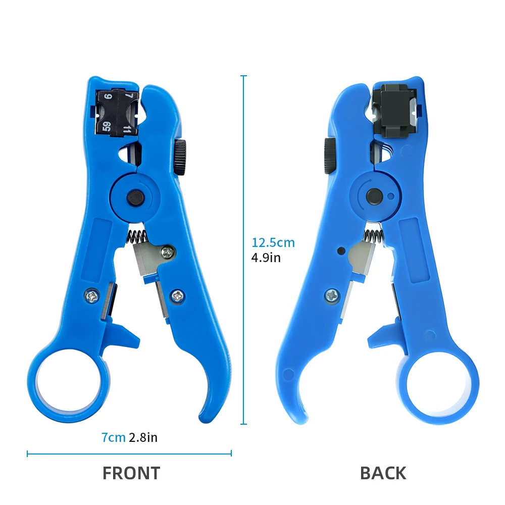 Herramienta peladora de red, cortador de cables Coaxial, herramienta peladora con funciones de corte y pelado para UTP/STP RG59 RG6 RG7 RG11 - imagen 3