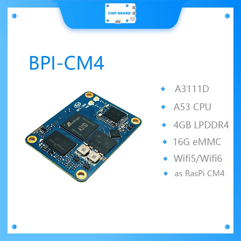 Banana Pi BPI-CM4 Amlogic A311D Quad Core ARM Cortex-A73 4G LPDDR4 16G eMMC Minipcie 26PIN compatible con salida HDMI correr Android Linux