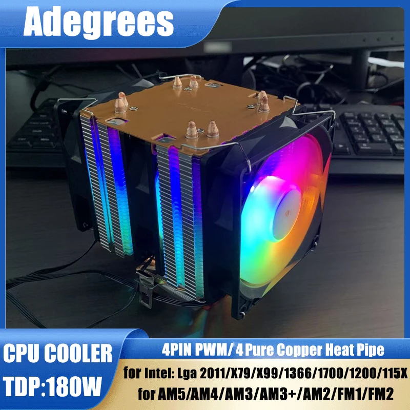 Radiador de CPU de refrigeración por aire X99, enfriador de CPU de 4 tubos de calor para Intel LGA 1366 1700 1200 1150 1151 1155 2011 X79 X99 AMD AM3 AM4 AM5 - imagen 2