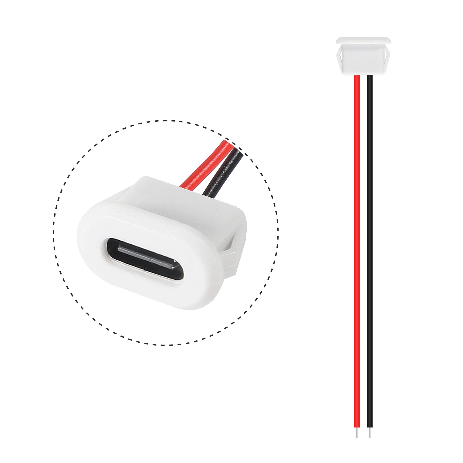 Conector USB USB tipo C resistente al agua, base hembra de compresión directa, interfaz de carga con cable de soldadura, 5 uds. - imagen 4