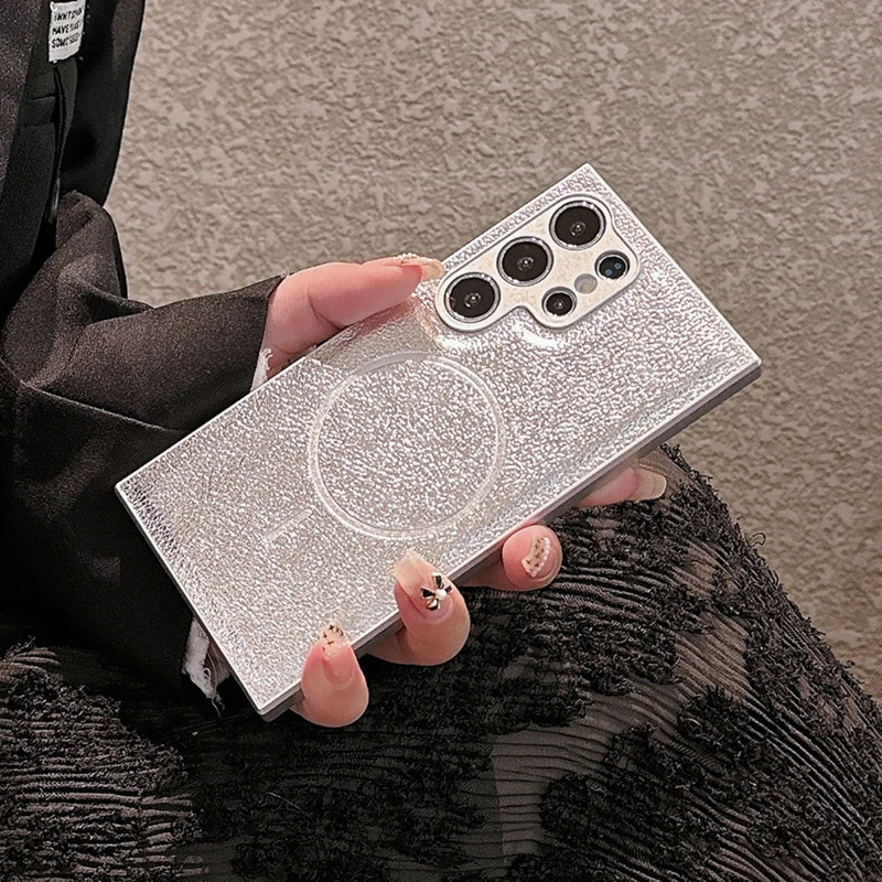 Funda de cuero PU mate Magsafe a prueba de golpes para Samsung Galaxy S25 S24 S23 S22 Ultra Plus, funda magnética a prueba de golpes con carga inalámbrica - imagen 2