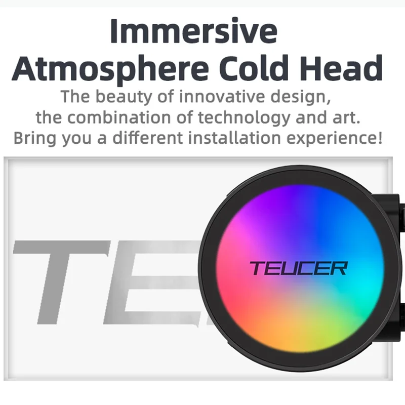TEUCER AF-S360 Enfriador de CPU líquido todo en uno RGB de 360 mm |   El control inteligente PWM de 4 pines admite LGA 1700/115X/2011 y AMD AM4/AM5 - imagen 4