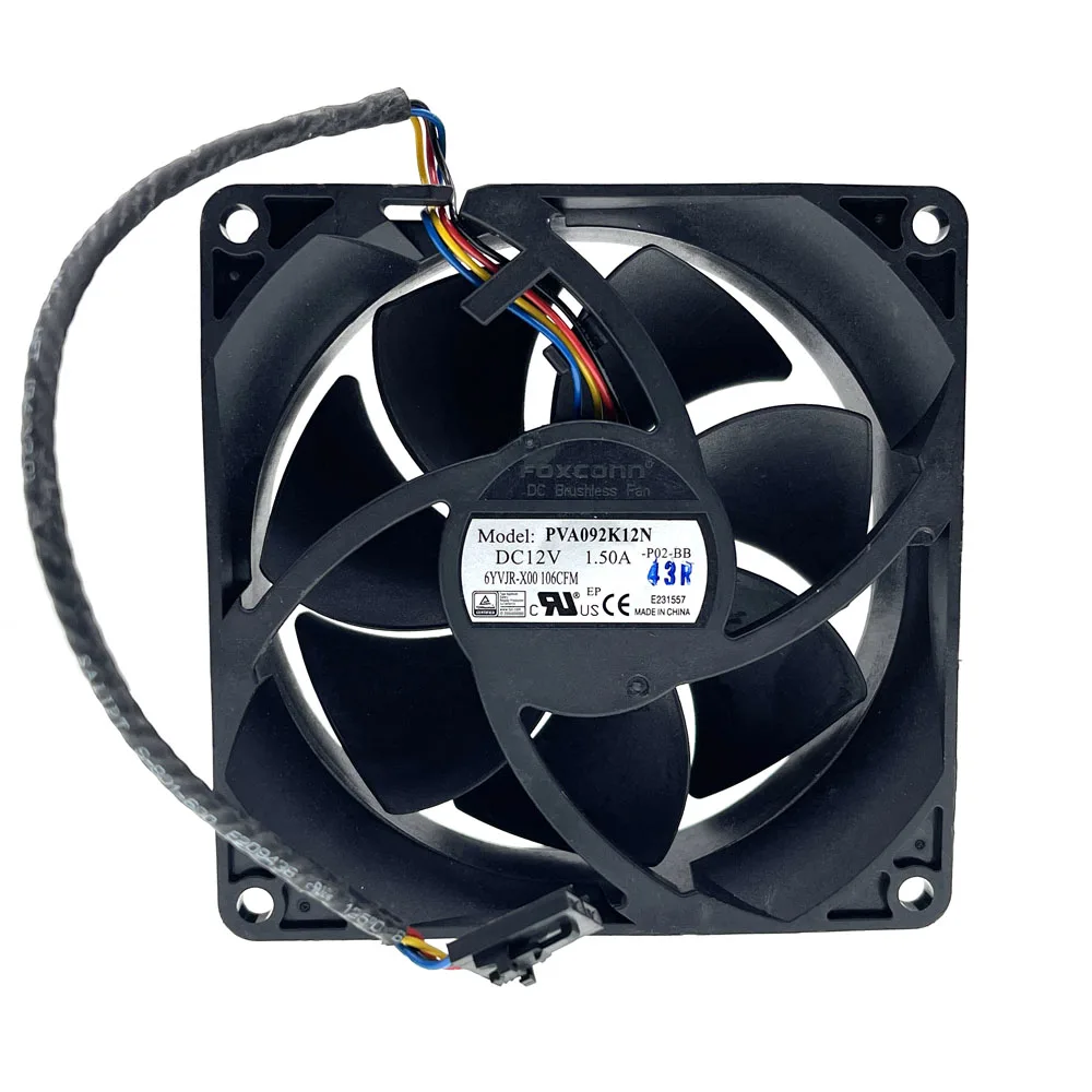 6YVJR-X00 PVA092K12N 92mm 9238 12V 1.50A 106CFM Strong Air Flow Axial Server Cooling Fan 92x92x38mm - imagen 5