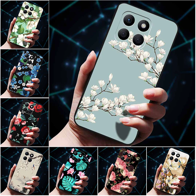 Para Honor X8c X8B X6B 4G funda X5B Plus x6A X8A X8 5G 4G parachoques de silicona suave 3D flores en relieve fundas de teléfono para Honor X8C