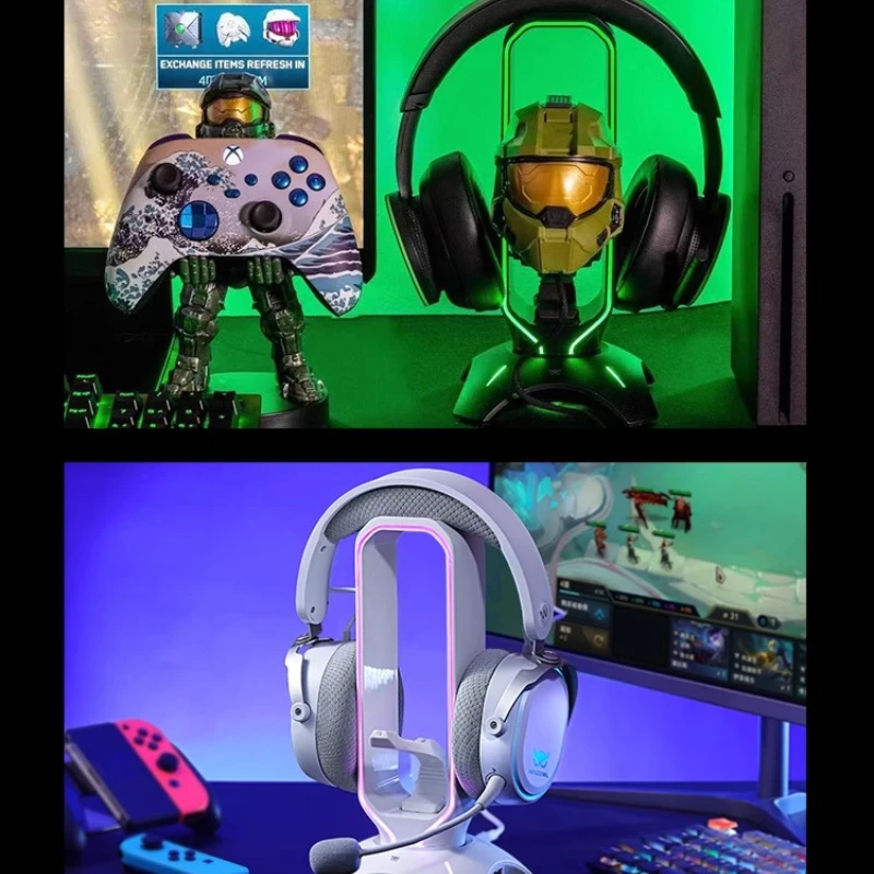 WAIZOWL HS-501 RGB soporte para auriculares personalizado Airpods MX soporte de exhibición para auriculares USB estante de almacenamiento para auriculares regalos para jugadores - imagen 2