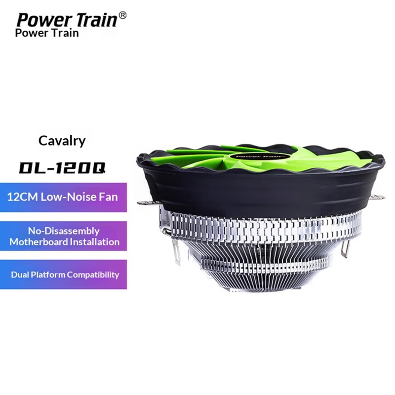 Enfriador de CPU de bajo presión PowerTrain blindado DL120Q para ventilador de fotograma principal de computadora de escritorio 115X/1200/1700/AM4/AM3/AM2/FM2/FM1 - imagen 2