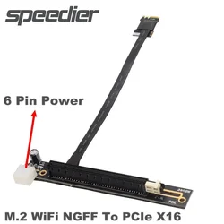 Cable Riser M.2 WiFi a PCI-E 16x con Alimentación 6 Pines