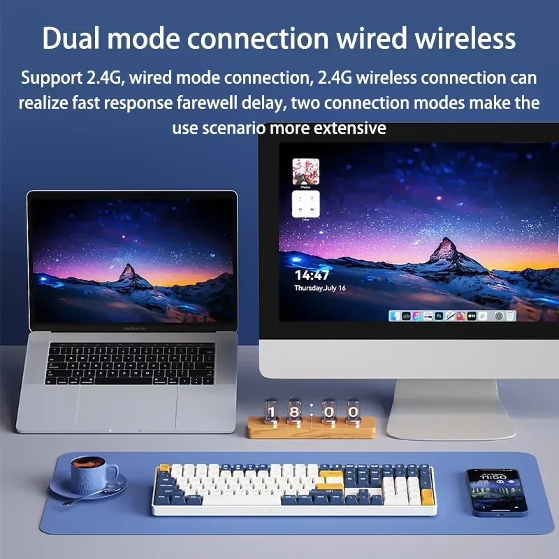 Teclado mecánico Aigo A108 2,4G con cable modo dual intercambio en caliente 110 teclas PBT teclas de dos tonos teclado de juego de deportes electrónicos de tamaño completo regalo de pc - imagen 2