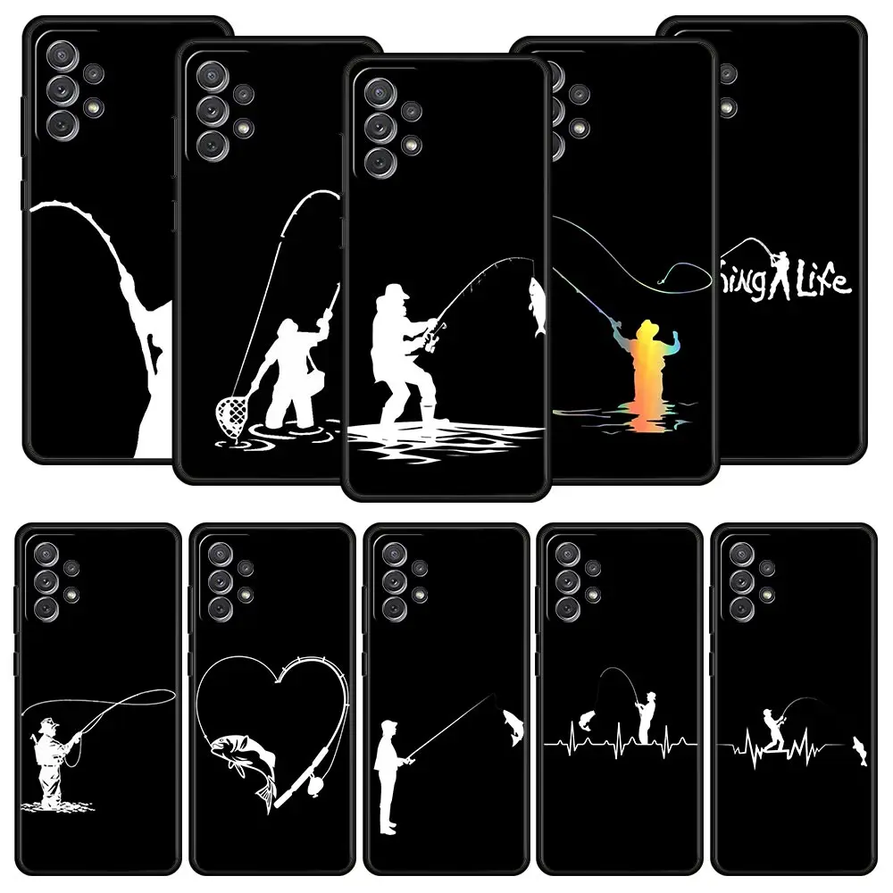 Funda de teléfono con latido del corazón de pesca para Samsung A51 A71 A21S A17 A11 A15 A25 A31 A41 A23 A33 A53 A73 A07 A03S A05S A13 A35 A55 5G