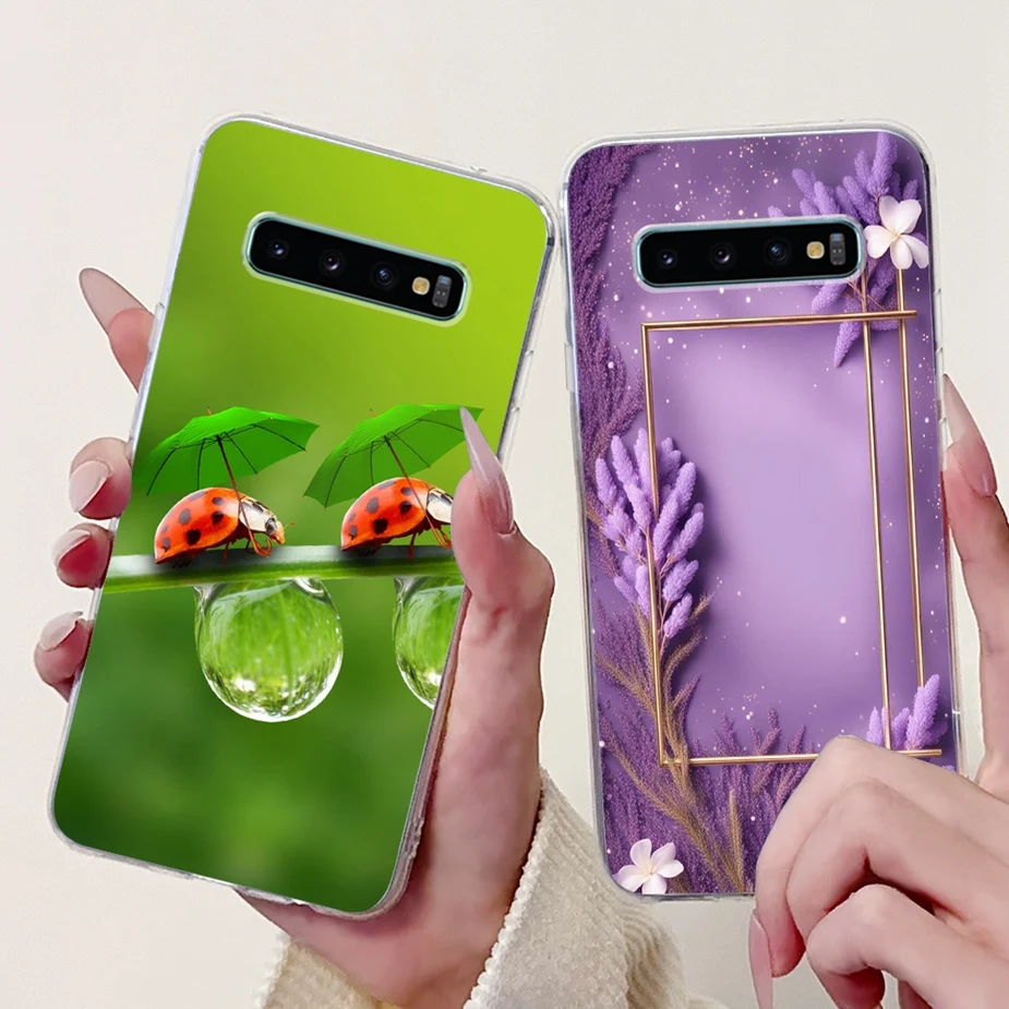Para Samsung Galaxy S10 S10e S10 + funda Cute Cat funda pintada de lujo funda de teléfono de silicona suave para Samsung S10 Plus S 10 S10e bolsas - imagen 4