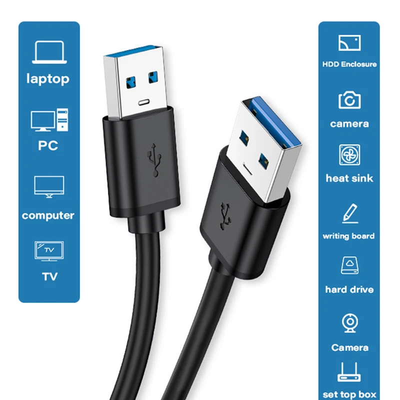 Cable de extensión USB 3,0 USB macho a macho 5Gbps Cable de datos de transmisión rápida USB3.0 para ordenador portátil a disco duro móvil TV - imagen 2
