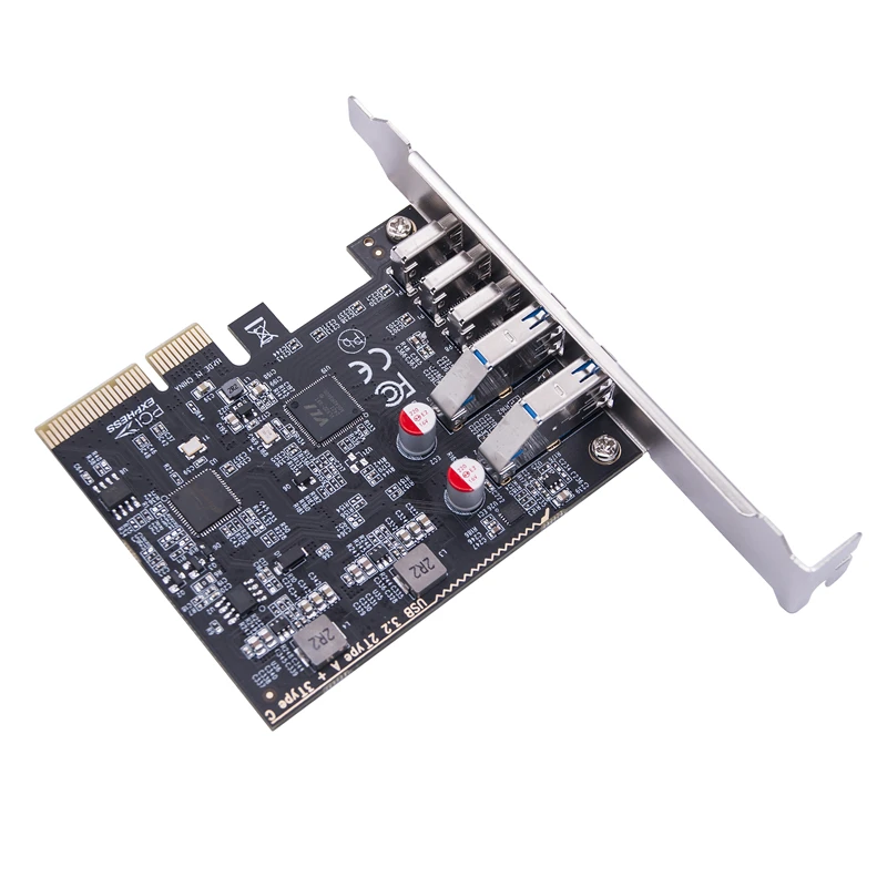Tarjeta USB PCIE de 2 puertos USB3.2 GEN2 USB-A + 3 puertos tipo C, tarjeta de expansión de 10Gbps, adaptador de concentrador USB PCI Express X4, multiplicador para escritorio - imagen 4