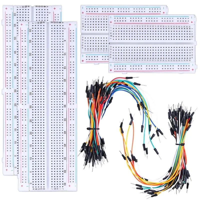 Kit de cables de puente para placa de pruebas, 130 Uds., 4 Uds., 400 y 830 puntos, placas de pruebas PCB sin soldadura, juego de cables de puente flexibles para placa de pan de 126 Uds.