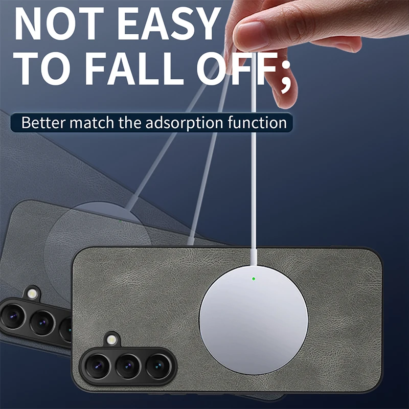 Funda para Samsung A56 A55 A54 A36 A06 4G 5G patrón de rayo Nappa cubierta de protección de cámara de cuero magnético para Samsung A56 - imagen 3