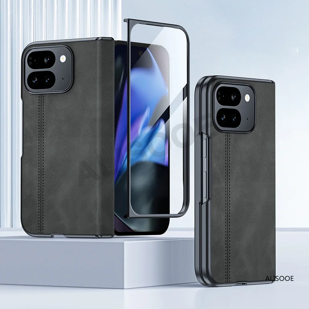Funda de cuero con bisagra magnética para Google Pixel 9 Pro, cubierta protectora de vidrio con pantalla frontal, plegable - imagen 5