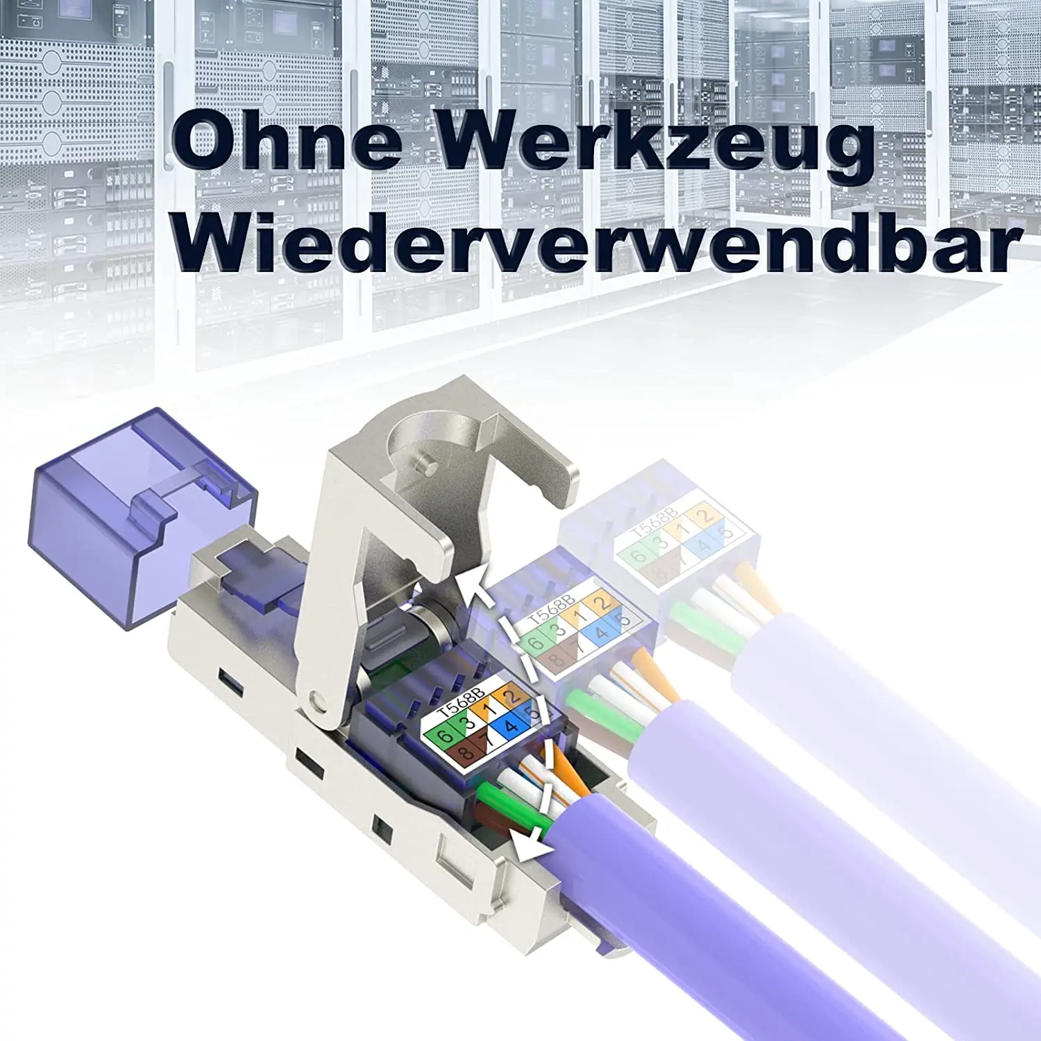 ZoeRax Conector RJ45 CAT8 Blindado Sin Herramientas 10Gbps POE - imagen 3