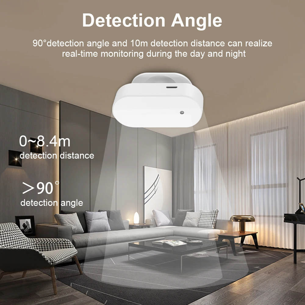Tuya-Detector de presencia humana con WiFi, Radar de detección de distancia de 24G, Sensor PIR de cuerpo humano inteligente, compatible con asistente de casa - imagen 3