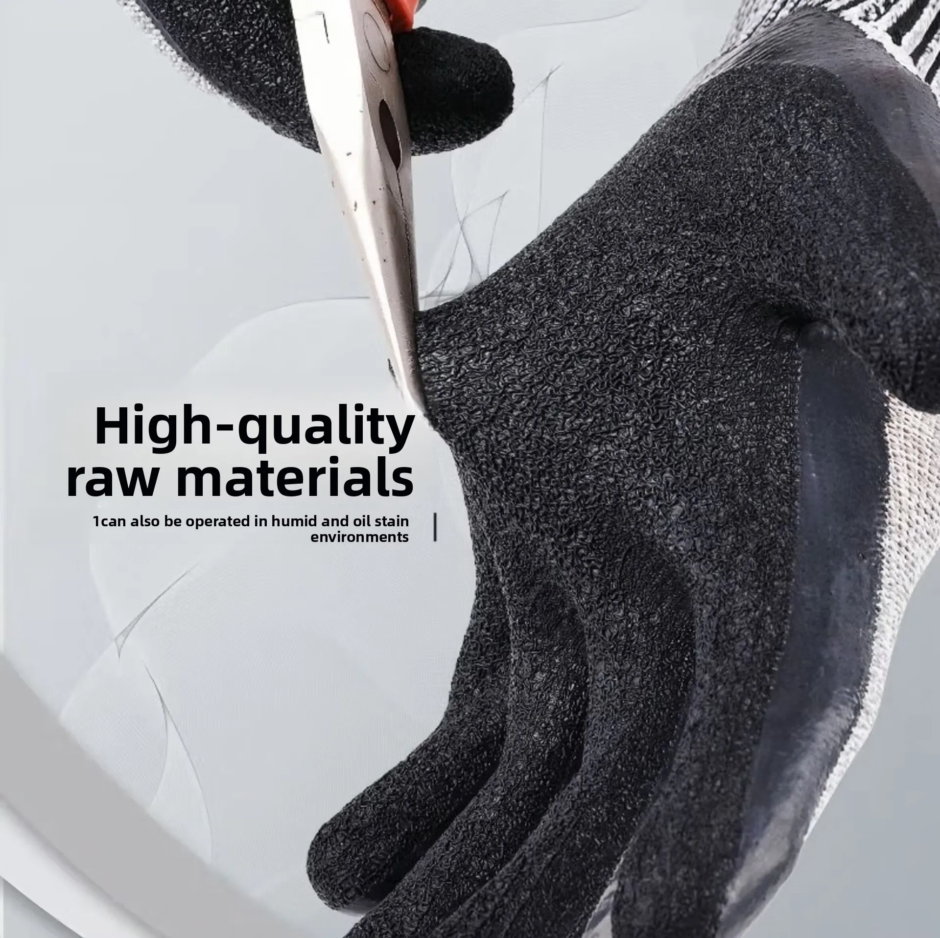 1 par de guantes resistentes a cortes de látex arrugado nivel 5, agarre firme antideslizante, trabajo resistente, recubierto duradero y transpirable - imagen 4