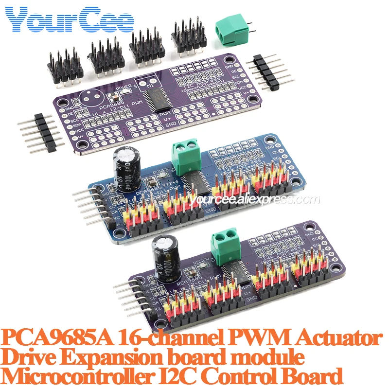 PCA9685A PCA9685 Módulo de placa de expansión de unidad de actuador PWM de 16 canales Microcontrolador Placa de control de interfaz I2C
