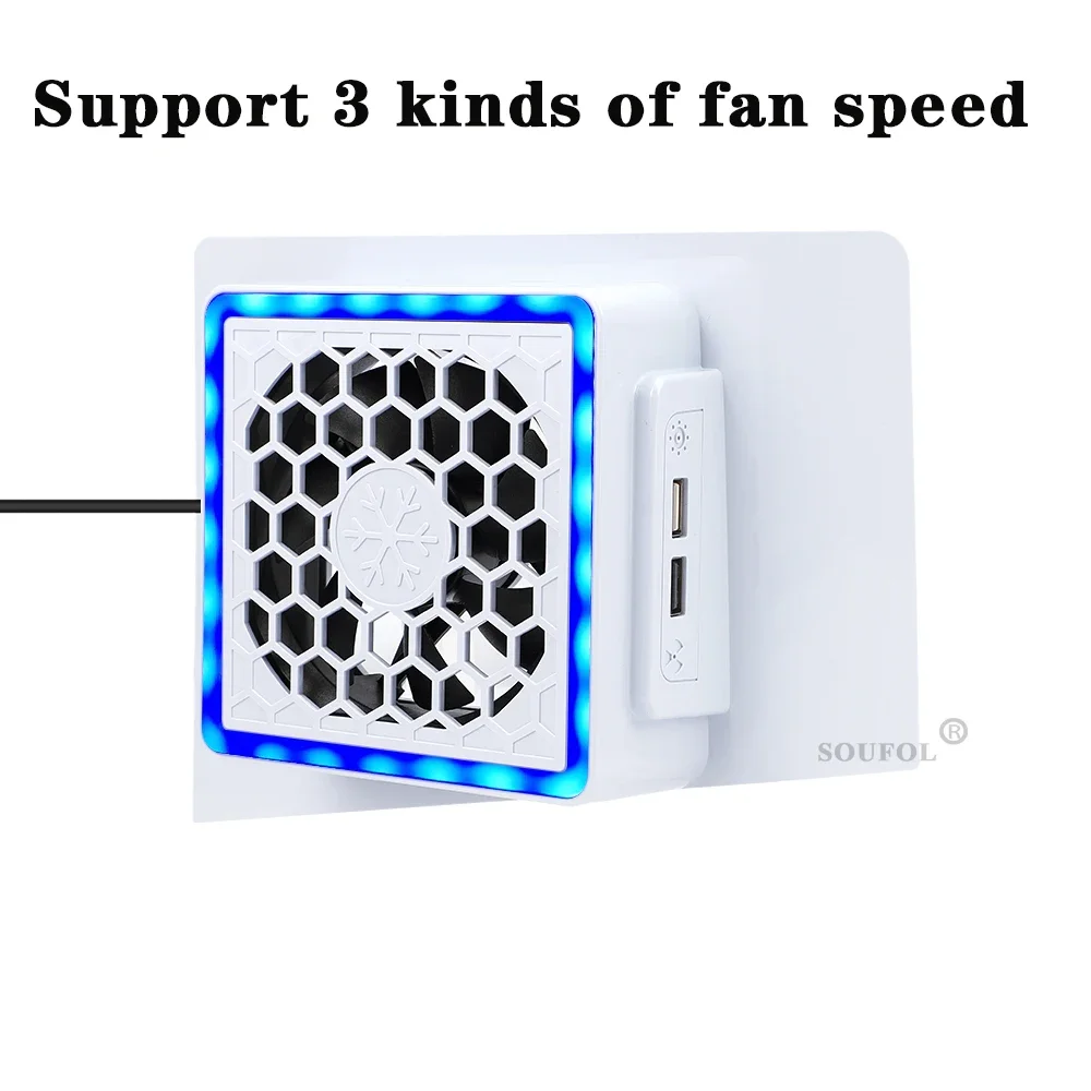 Ventilador de refrigeración lateral para PS5 SLIM con luz LED, 2 puertos USB, consola de juegos, accesorios de refrigeración, envío directo - imagen 4