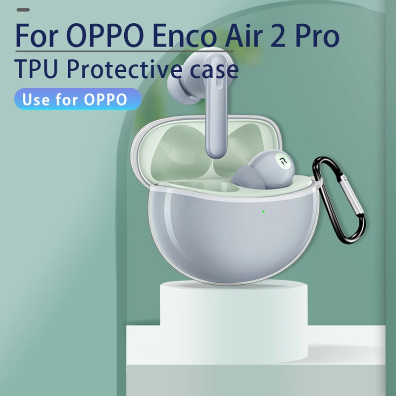 Funda transparente para OPPO Enco Air2 Pro, auriculares inalámbricos con gancho, TPU