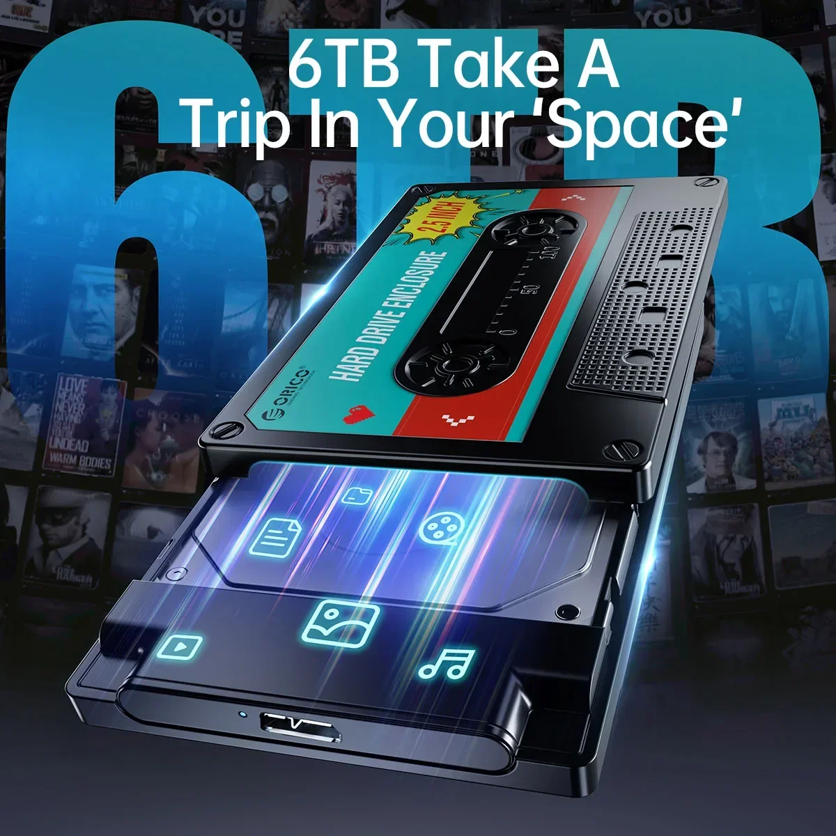 ORICO-carcasa de disco duro externo SATA a USB3.0, carcasa de HDD tipo C de 2,5 pulgadas, 5Gbps/6Gbps, con pegatina DIY, para PC - imagen 5