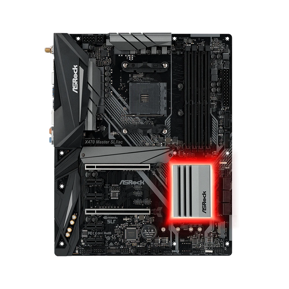 Placa base ASRock X470 MASTER SLI/AC compatible con 1600 2700X 1700X 5600X 5700X3D 5800X3D 5800X CPU 4xDDR4 M.2 AMD X470 ATX - imagen 4