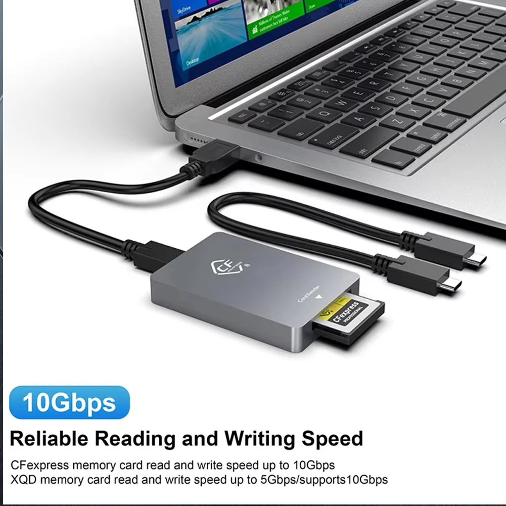 CFexpress-lector de tarjetas tipo B XQD, 2 en 1, USB3.2, Gen2, adaptador de tarjeta de memoria tipo C de 10Gbps para Sony, Canon, Nikon, SLR, accesorios de tarjeta - imagen 5