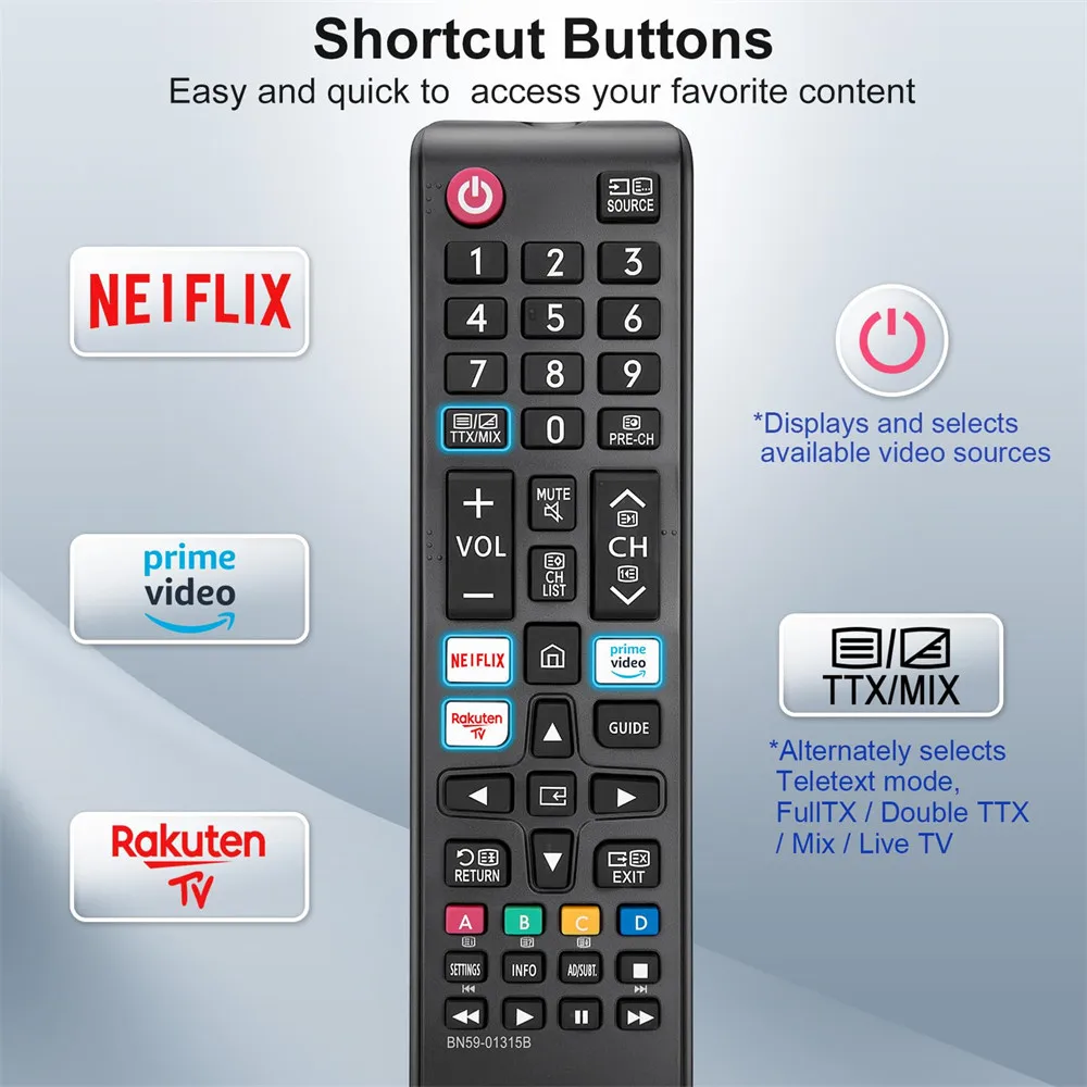 Reemplazo de BN59-01315B Control remoto universal para Samsung Smart TV 4K 8K LCD LED UHD HDR Crystal QLED UE Series Quantum TVs - imagen 4