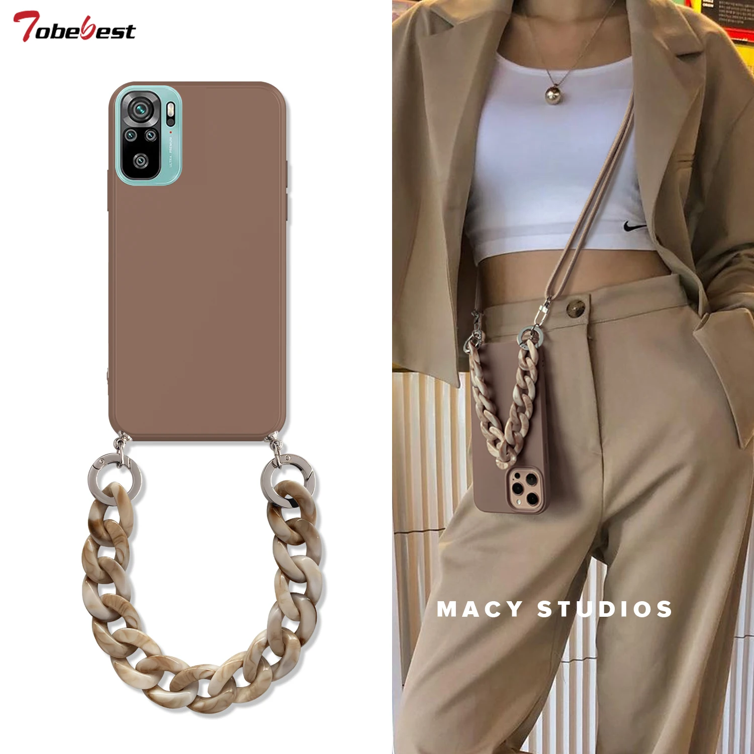 Collar con cordón cruzado, funda de silicona con cadena de mármol para Xiaomi Redmi Note 11 10 Pro Max 10S 11S 4G 5G, funda con correa para muñeca