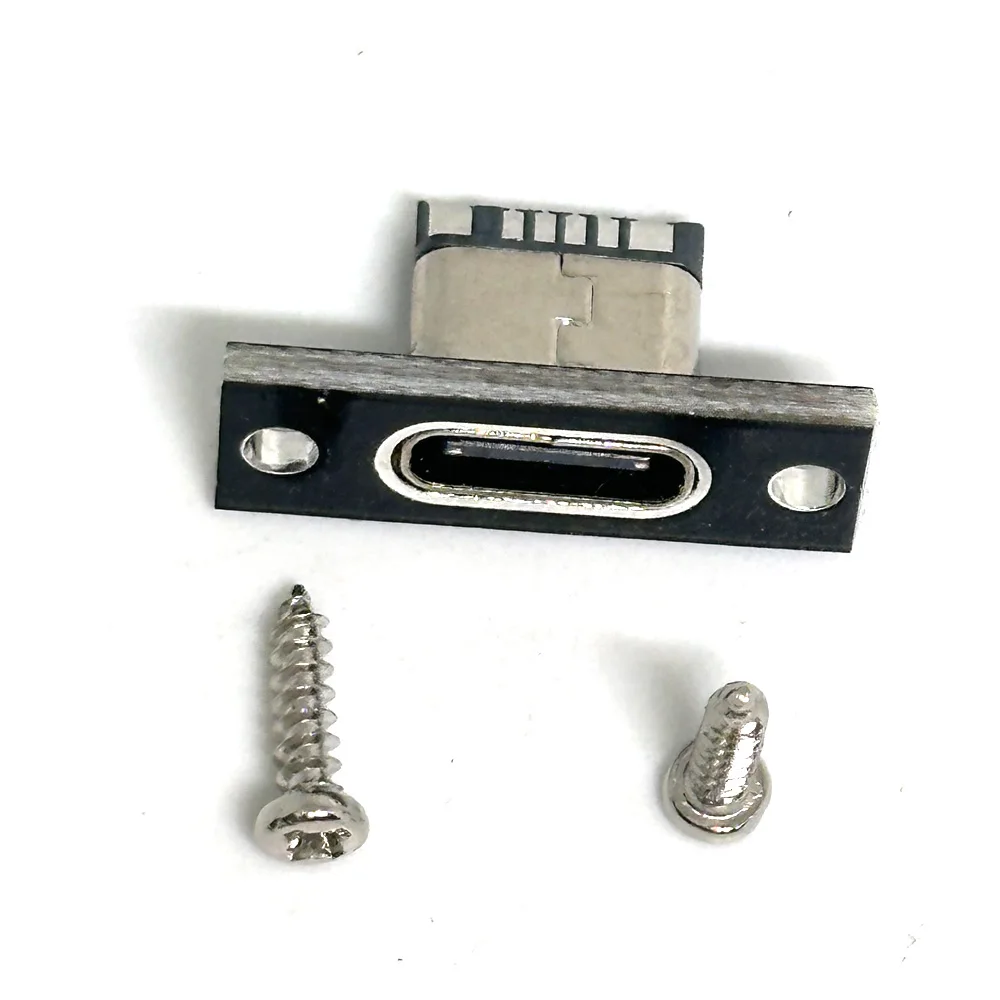 Enchufe USB 3,1 tipo C con placa de fijación de tornillo, conector hembra tipo C 3,1, conector blanco y negro, 2 pines, 4 pines, 6 pines, 5A, 3A - imagen 5