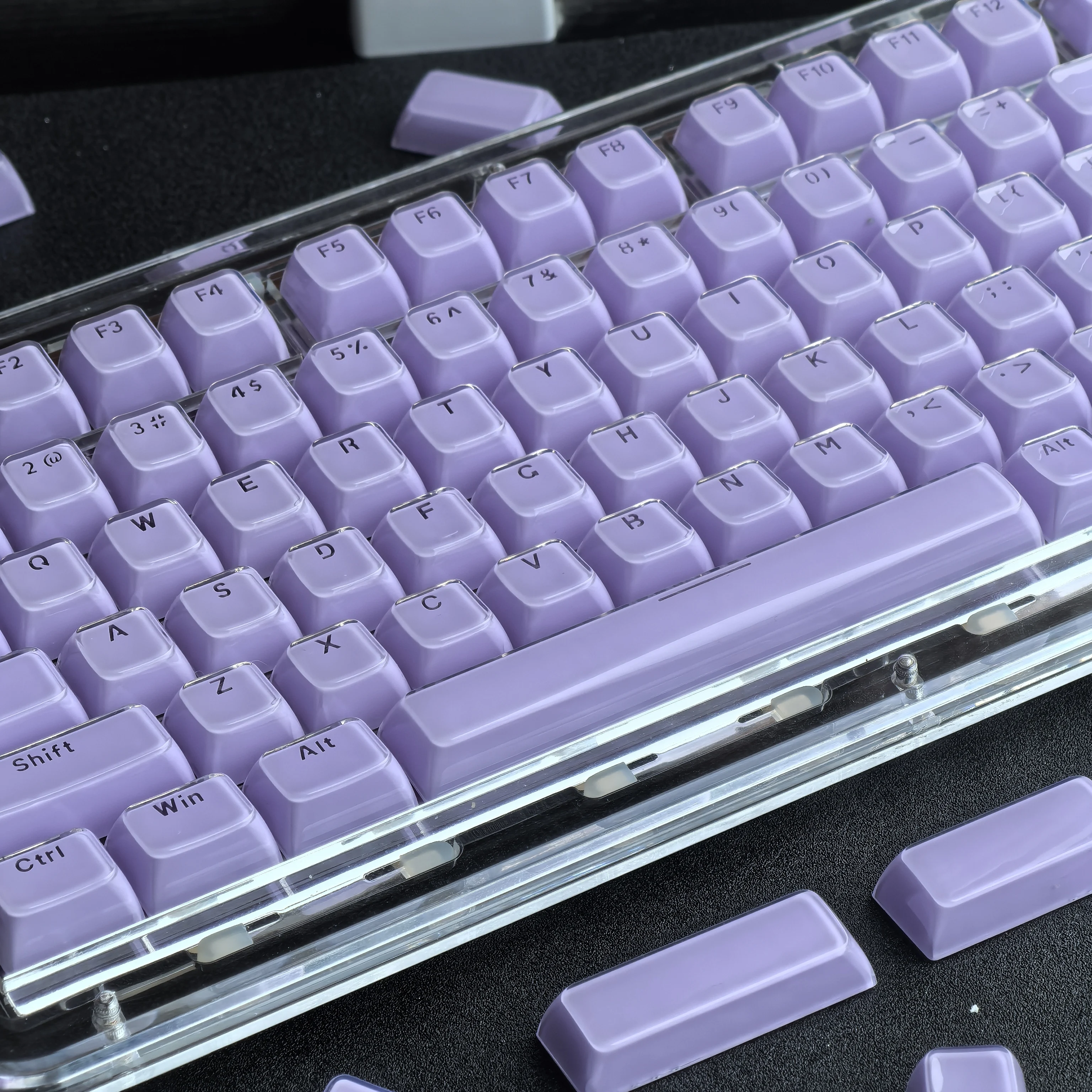 Jelly-teclas moradas claras con cristal grabado, 135 caracteres clave, transparente, Pc, Oem 2,25/2,75U, barra espacial, Alice Iso - imagen 3