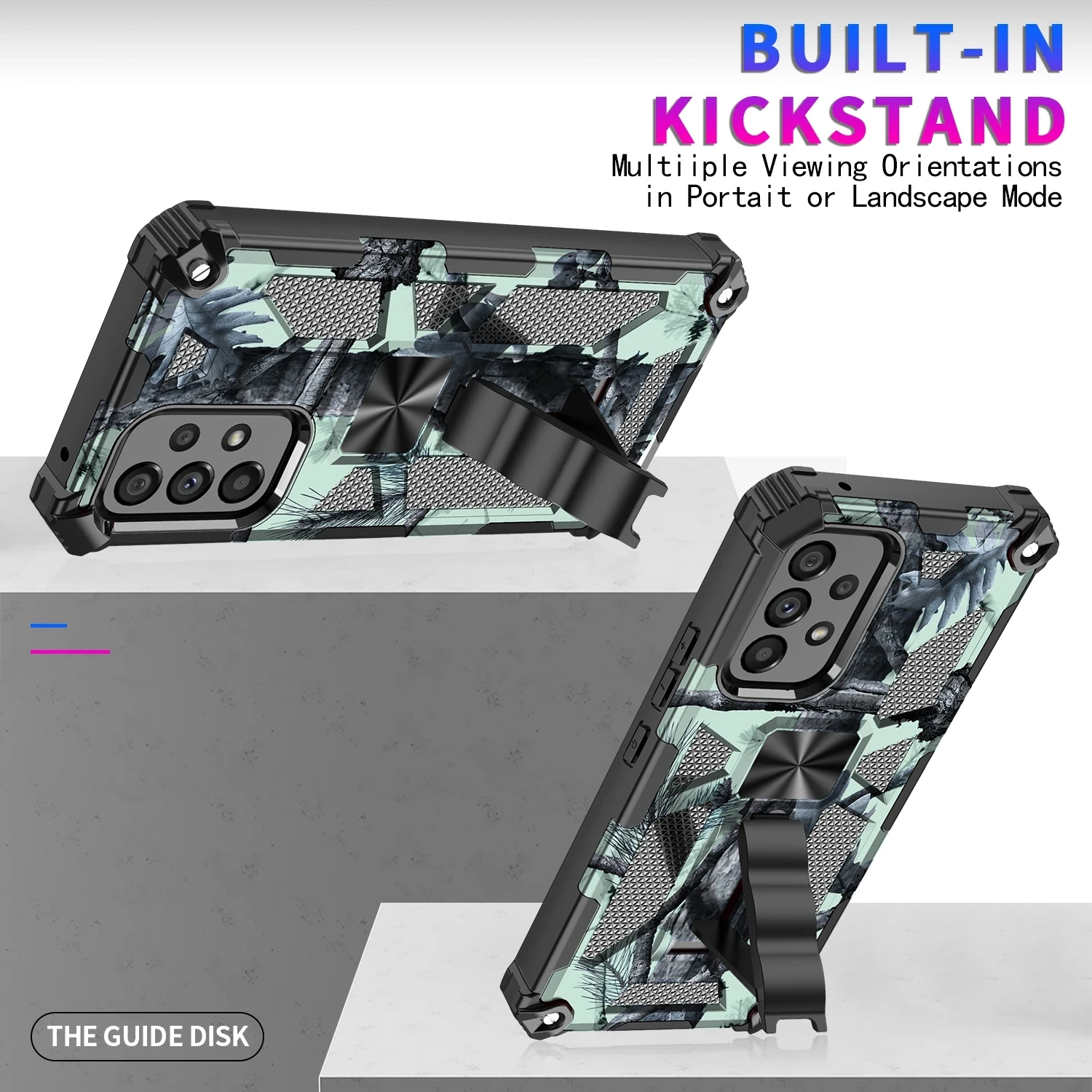Para Samsung galaxy S21 S23FE S23 S24 Ultra A15 A25 A35 A55 A05 A04 funda con soporte incorporado de camuflaje de grado militar - imagen 2