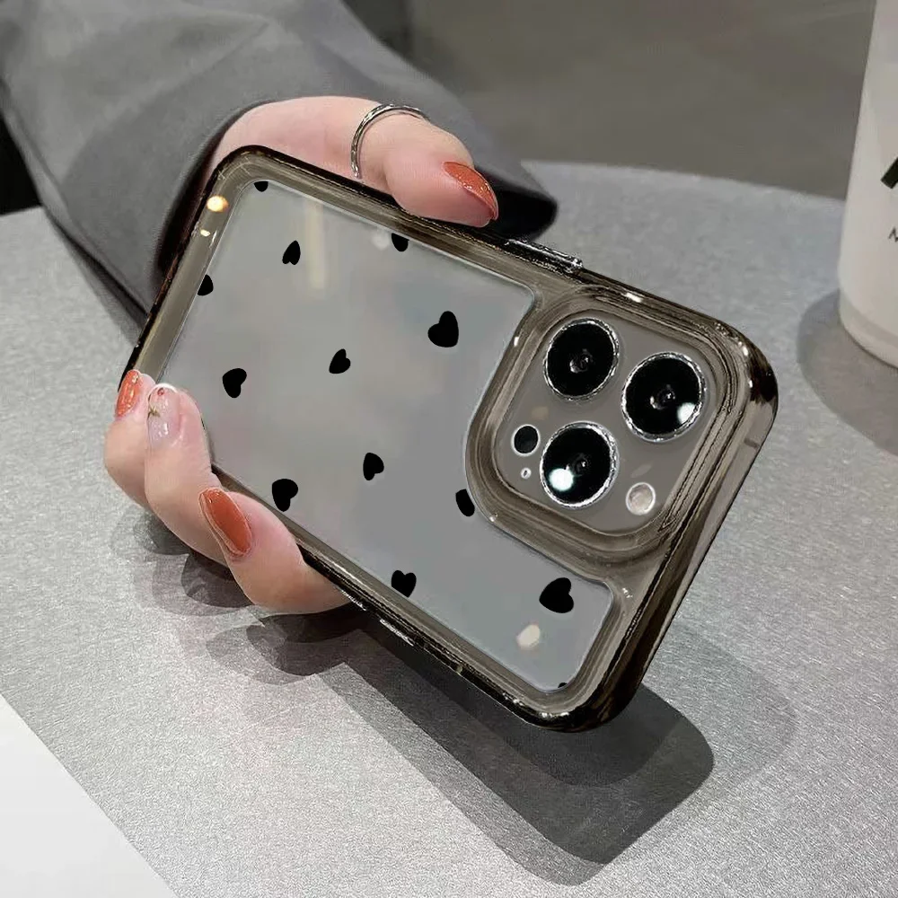 Funda transparente con forma de corazón para iPhone, carcasa completa de color gris para iPhone 13, 12, 14, 15, 11, 15 Pro Max - imagen 3